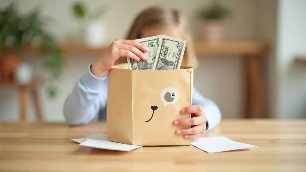 Barevná pokladnička a obálky pro dělení peněz