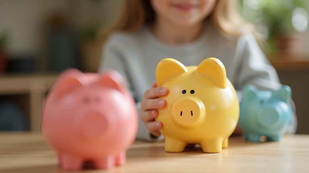 Dětské pokladničky a obálky na stole