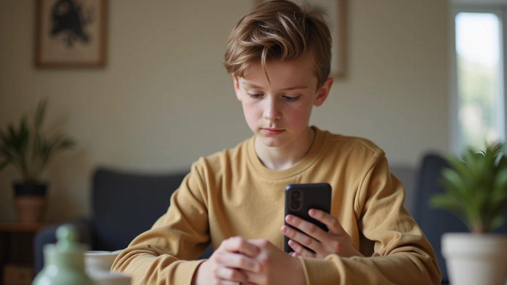 Dospívající si prohlíží junior účet na mobilu